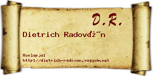 Dietrich Radován névjegykártya